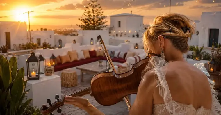 Violinista che suona durante una cerimonia di matrimonio a Lecce